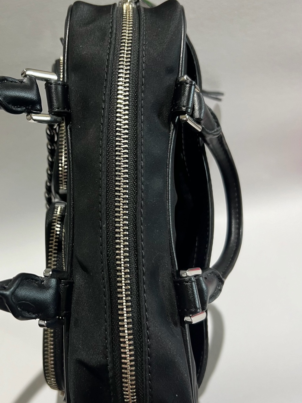Michael Kors Black Nylon Dual-Pocket Crossbody Satchel with Chain Strap - Picture 4 of 8